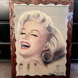 Rare Vintage Marilyn Monroe Wood Lacquered Clock Wall Decor Photo Picture Painting