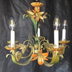Italian Tole Chandelier 5 Lite