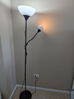 Black Torchiere Floor Lamp with Reading Light