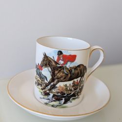 Royal Tuscan Fox Hunt Demitasse Cup & Saucer Set – Bone China, England 🐎