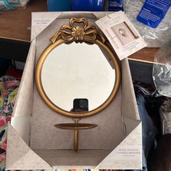 Gold wall candler holder mirror