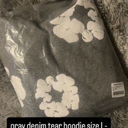 gray denim tear hoodie