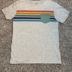 grey striped t-shirt with a pocket from the brand Cat & Jack.