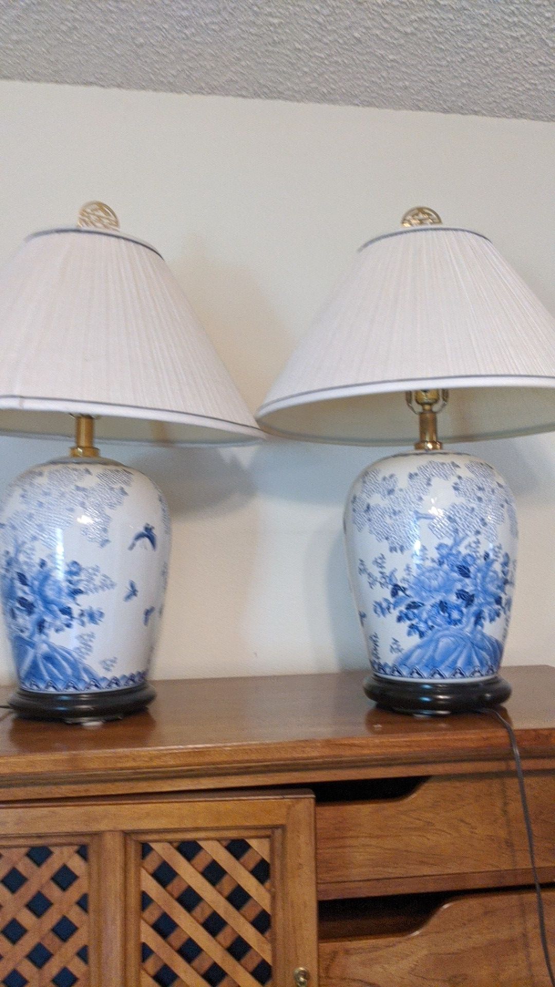 Vintage hand painted porcelain lamps