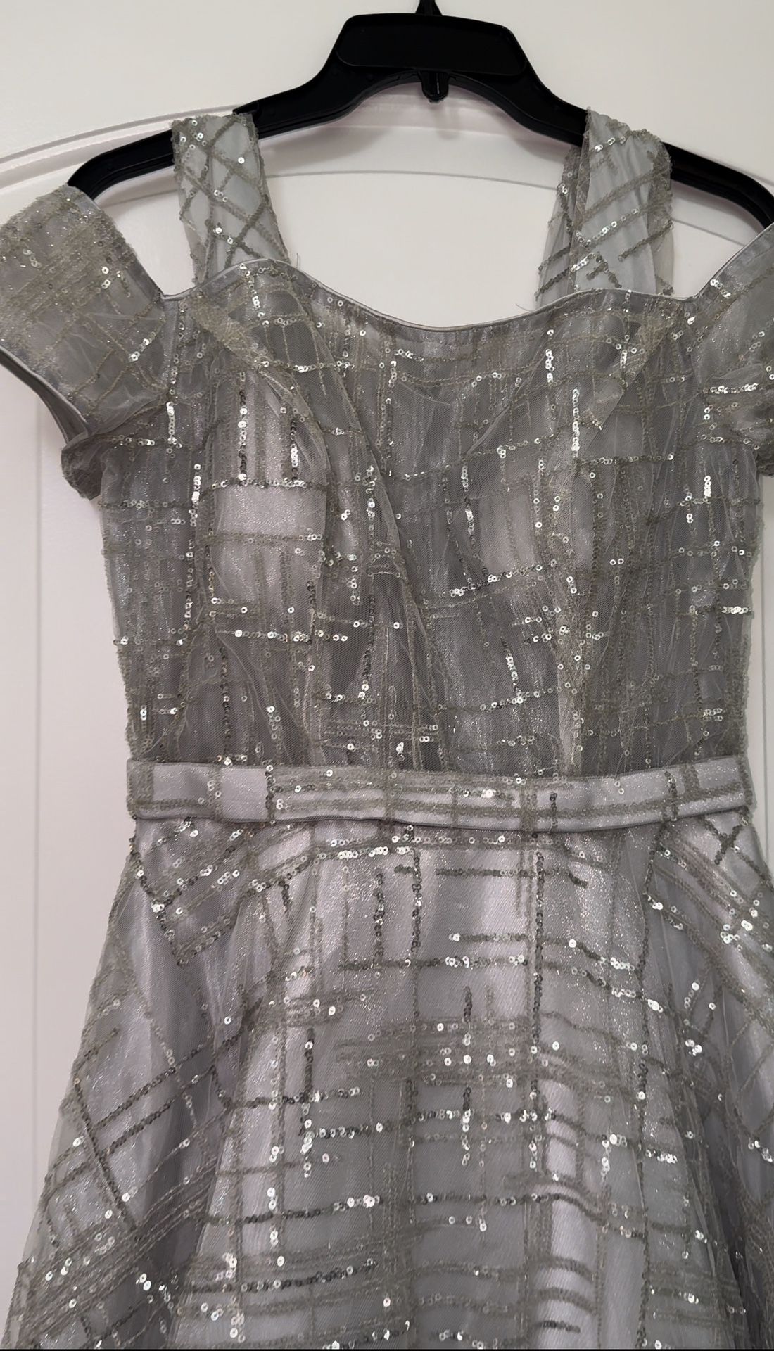 Silver/Grey Detailed Elegant Ball Dress