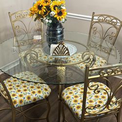 Dining Glass Table With 4 Seats 