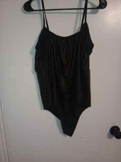 Black Satin Bodysuit with Spaghetti Straps