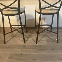 Pottery Barn Two Bar Stools Fabric 