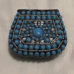 Turquoise Blue Jeweled Purse 
