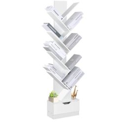 10-Tier Tree Bookshelf with Drawer