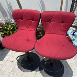 Two Red Bar Stools
