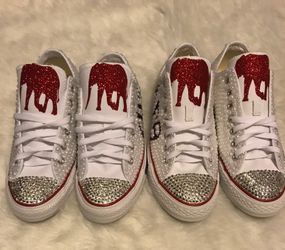 custom bling and pearls converse