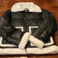 Levi's Black Faux Leather Sherpa Puffer Jacket