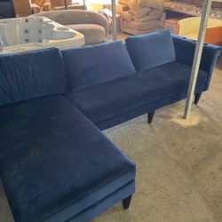 Blue Sectional 3 Seat plus Lounge Section Sofa