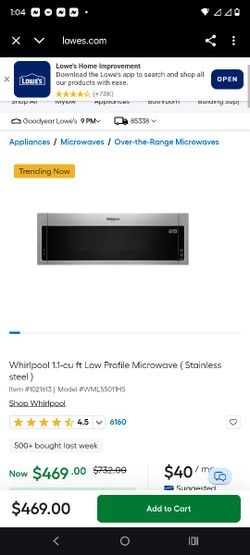 Whirlpool Low Pro Microwave