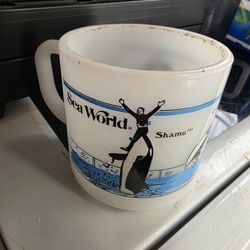 vintage Sea World Shamu mug Milk Glass