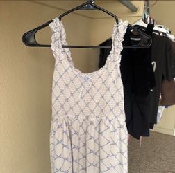 Size Medium Smocked Bow Print Mini Dress