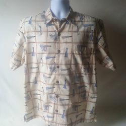 Bluewater men's fishing themed short sleeve button-down shirt