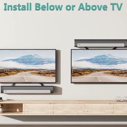 Sound Bar Mount Bracket, for Mounting Above or Under TV, with Adjustable 3 Angled Extension Arm, Fits Most 23 to 65 Inch TVs, up to 33 lbs