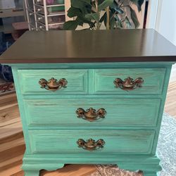 Solid pecan Wood Nightstand/Small dresser - Two Toned