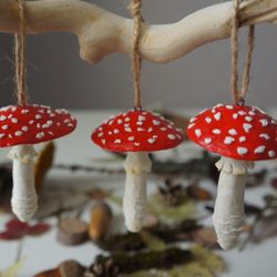 Mushrooms ornaments Fly agaric amanita hanging decorations, mushrooms home decoration, Christmas Halloween Easter accents
