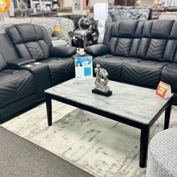 Amazing Deal👍Gorgeous Black Power Reclining Sofa&Loveseat With LED Lighting On Sale Only $1699