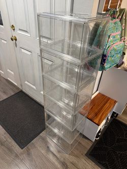 Clear Stackable Plastic Storage Bins Set of 6