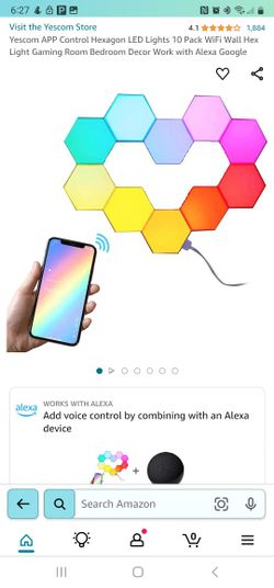 Yescom APP Control Hexagon LED Lights 10 Pack WiFi Wall Hex Light Gaming Room Bedroom Alexa/Google (New)