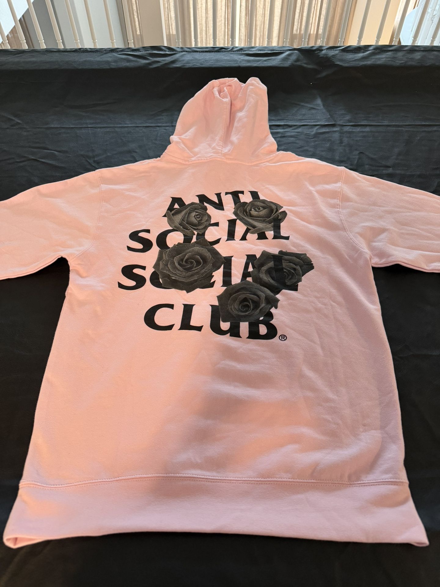 Anti Social Hoodie Pink/Black Rose with Warm pockets