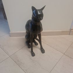 Antique Metallic Cat Statue