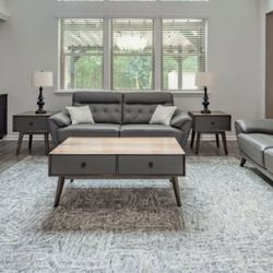 Living Room-Sissoko Contemporary Gray Set w/Lynnifer Sofa/Console Table & 2 Lynnifer End Tables