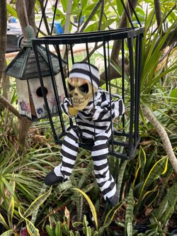 Animated skeletons in cages, voices motion, red eyes