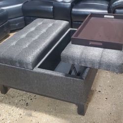 New Lift Tabletop Square Grey Storage Ottoman Coffee Table Bench