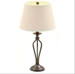 Hampton Bay Rhodes 28 in. Bronze Table Lamp with Natural Linen Shade