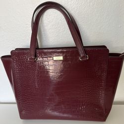 Kate Spade Cherrywood Red Burgundy Bristol Drive Croc Elissa Handbag Bag Tote Shoulder Please look at pictures. Minor stains at bottom of lining for Sale in Mesa AZ OfferUp