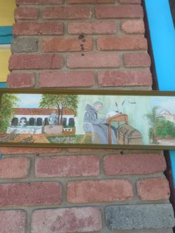 Vintage mission oil painting 30 by 9