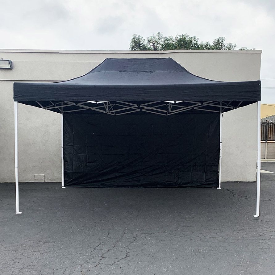 l (NEW) $145 Heavy-Duty Canopy 10x15 FT with (1) Sidewall, Ez Popup Outdoor Party Tent (2 colors) 