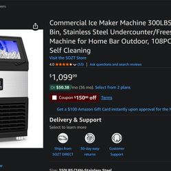 Ice Machine, Makes 300lbs Of Ice Per Day NEVER USED BRAND NEW 