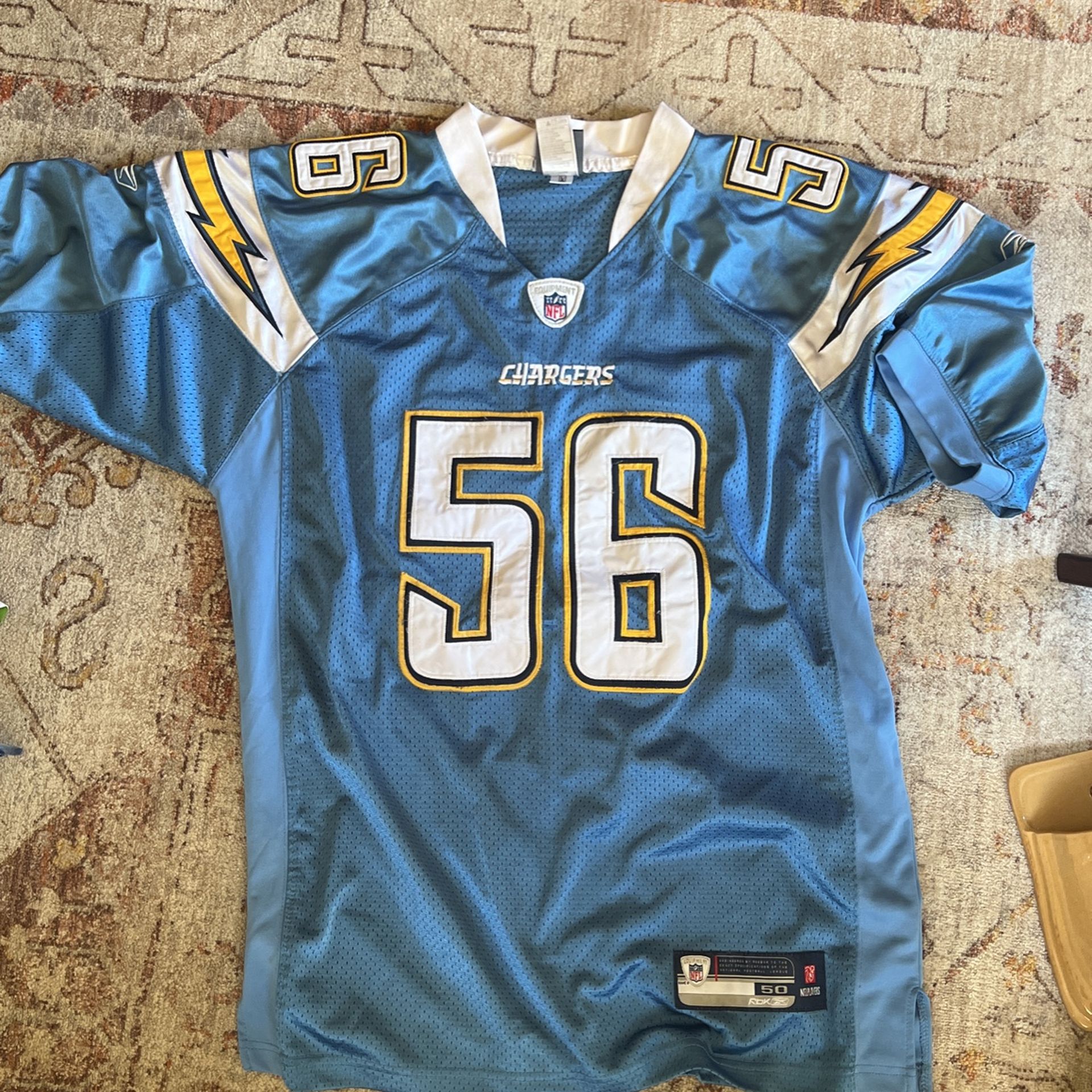 San Diego Chargers Shawne Merriman Size 50 Powder Blue Authentic Reebok NFL jersey