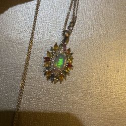 Premium Ethiopian Welo Opal, Multi Sapphire & Zircon Necklace 
