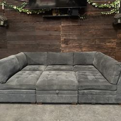 Tisdale 6 piece modular grey L Shape Sectional