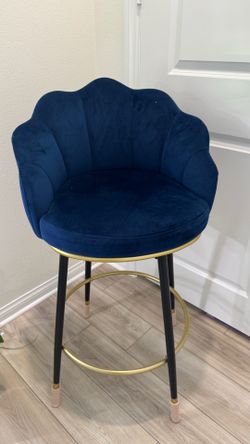 Blue velvet swivel chair