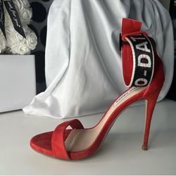 Steve Madden Fame Red Suede Ankle Strap Heels