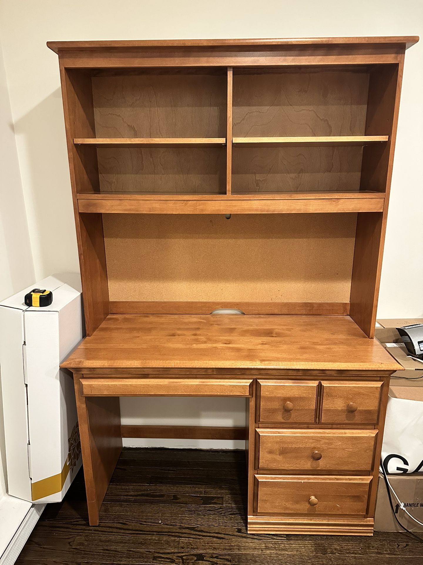 Kids Wood Desk with Hutch & Storage Drawers