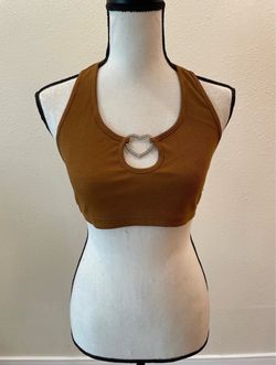SHEIN Heart Ring Front Halter Backless Crop Top