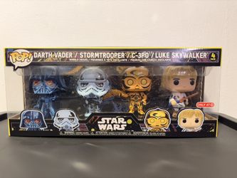 Funko Pop! Star Wars 4 Pack Darth Vader, Stormtrooper, C-3PO, Luke Skywalker