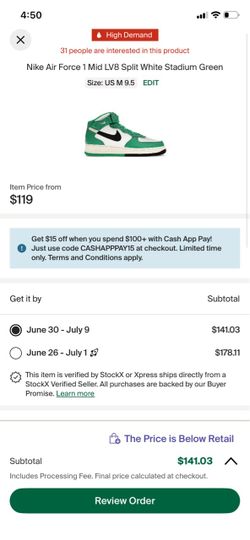 Air Force 1 mids stadium green size 9.5