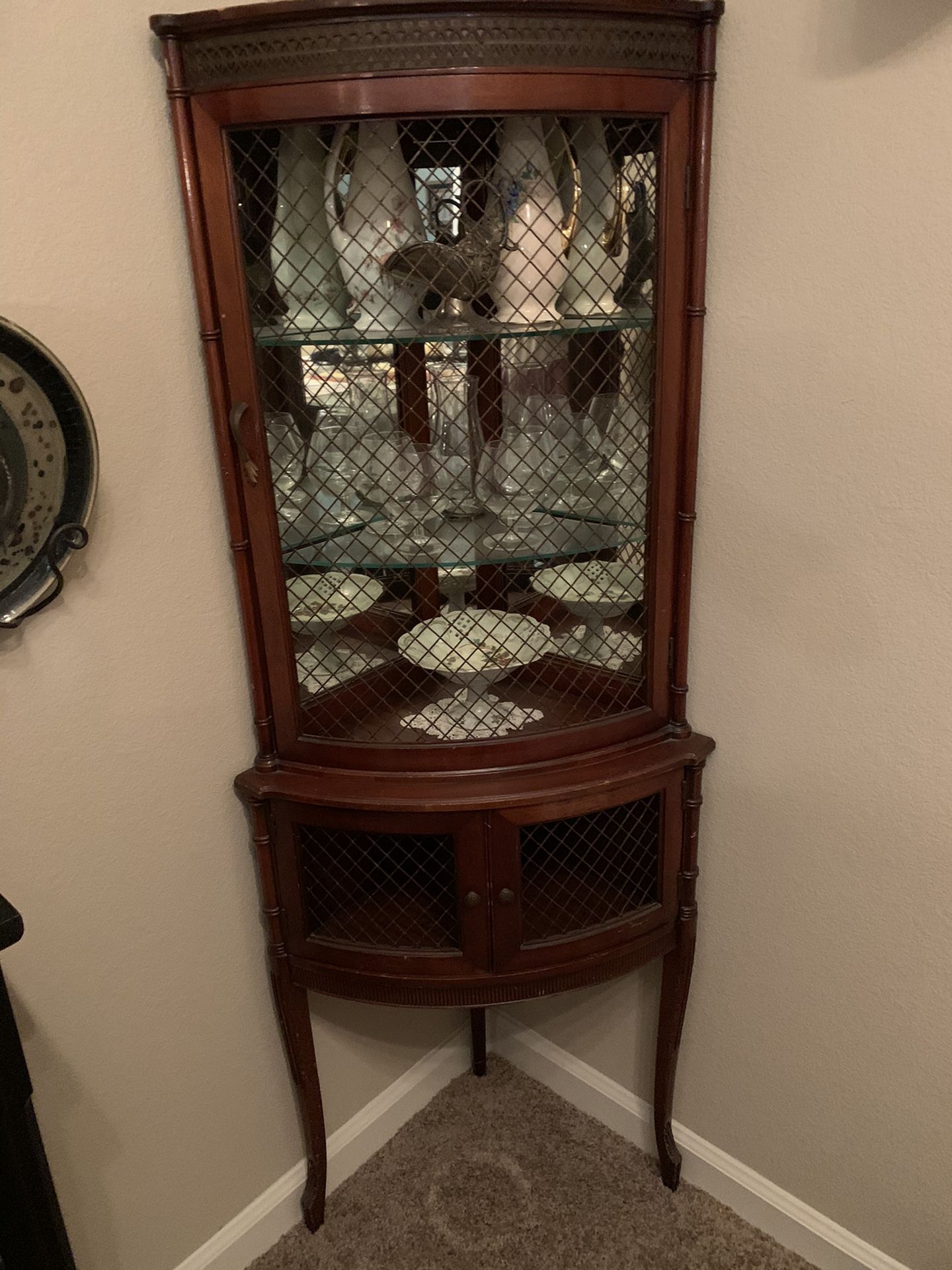 Vintage Corner Curio Cabinet