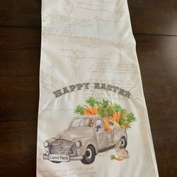 13 By 72 Inches Long Easter Truck Table Runner W/ Weaved Trim & Other Accents