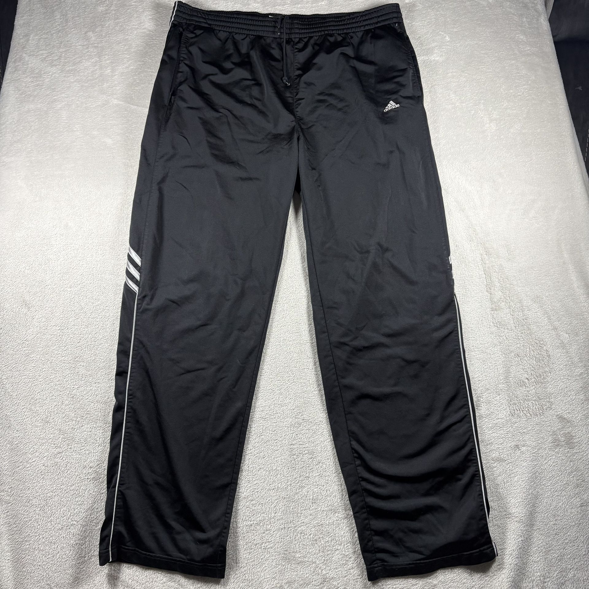 Vintage Adidas Track Pants Sweatpants Men’s 2XL Black Baggy Wide Leg Y2K #1090